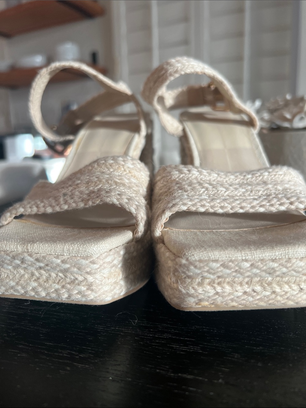 NWT SZ 8.5 Dolce Vita Cream Woven Platform Sandals/Heels - Picture 5 of 9